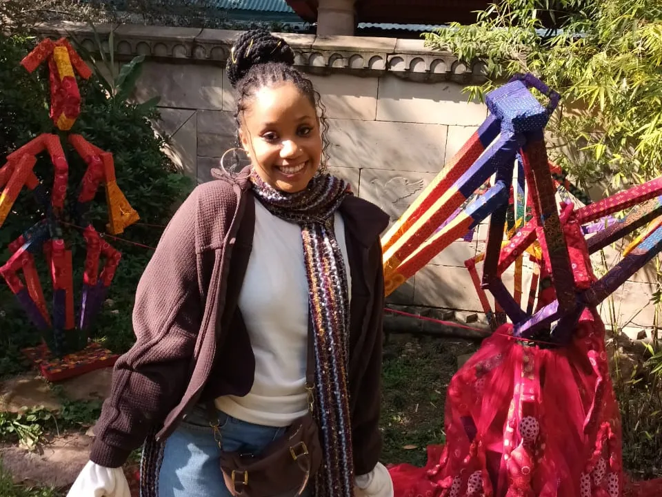 Dimpho Lehoko’s artwork titled “Mogosha” and “Mantlane”.