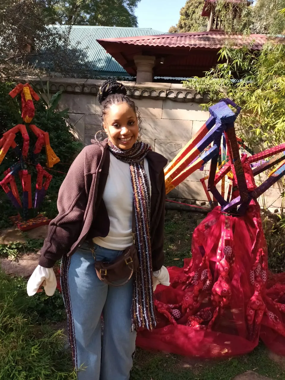 Dimpho Lehoko’s artwork titled “Mogosha” and “Mantlane”.