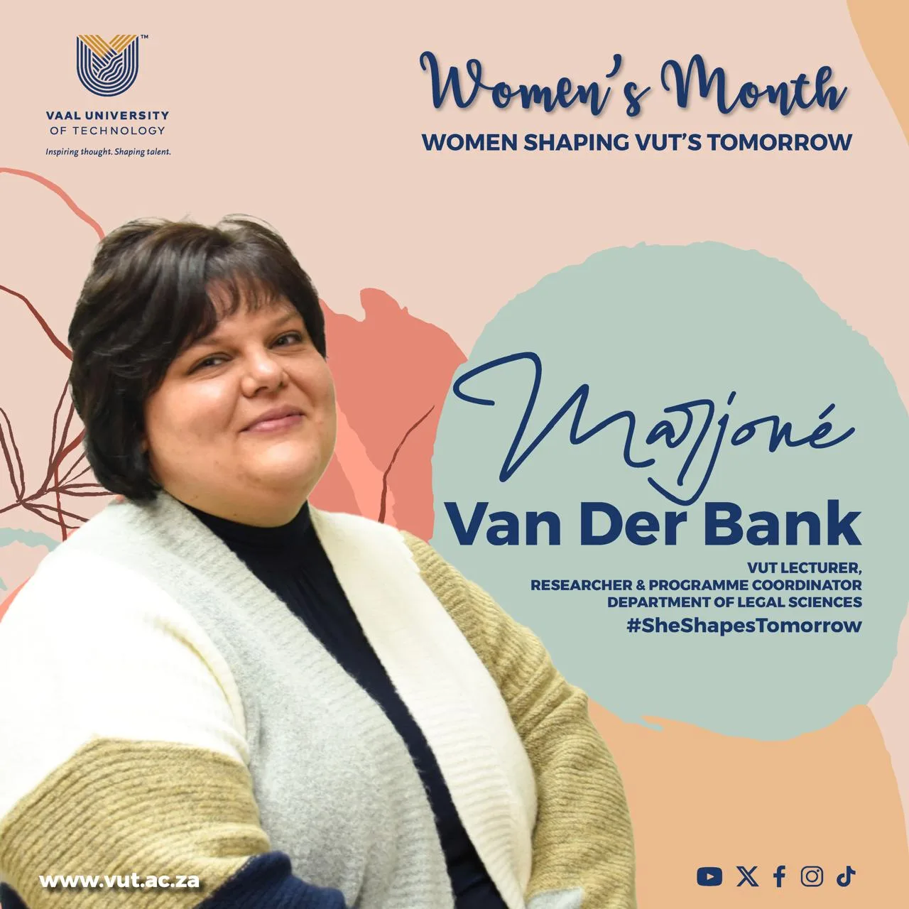 Writing for justice and change celebrating Ms Marjoné van der Bank this Women’s Month