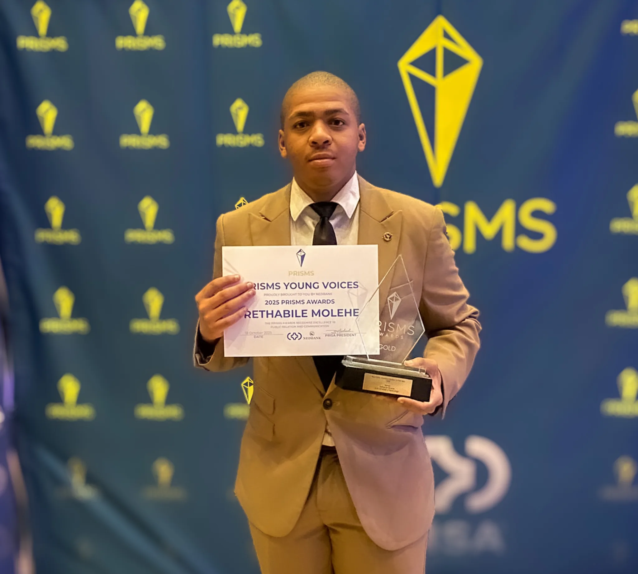 VUT’s Rethabile Molehe wins Best PR Student of the Year during the 2025 PRISM Awards