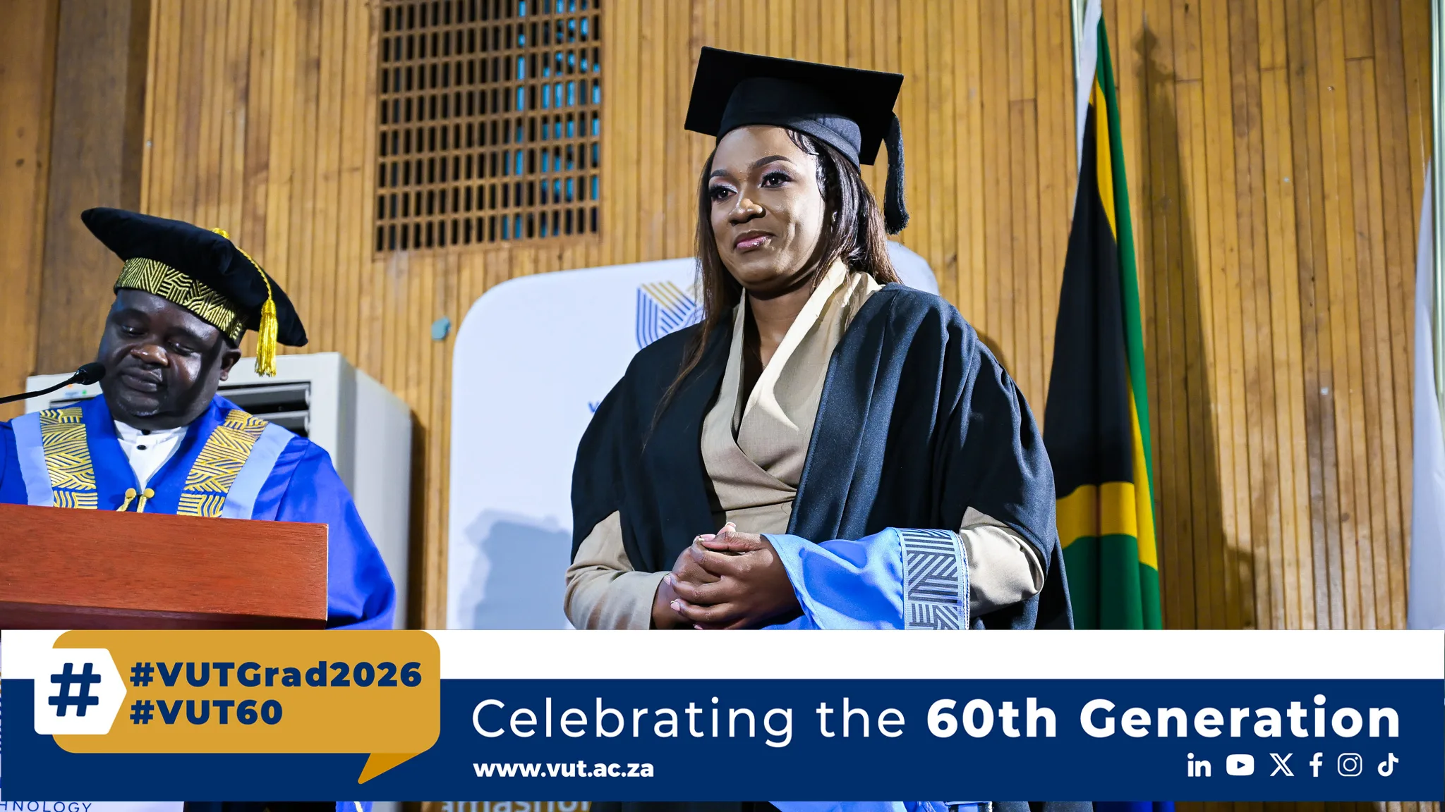 Ms Ayuk Nancy Elizabeth graduated as the only cum laude master’s student at the VUT, combining academic excellence with research on employee retention in the retail sector.