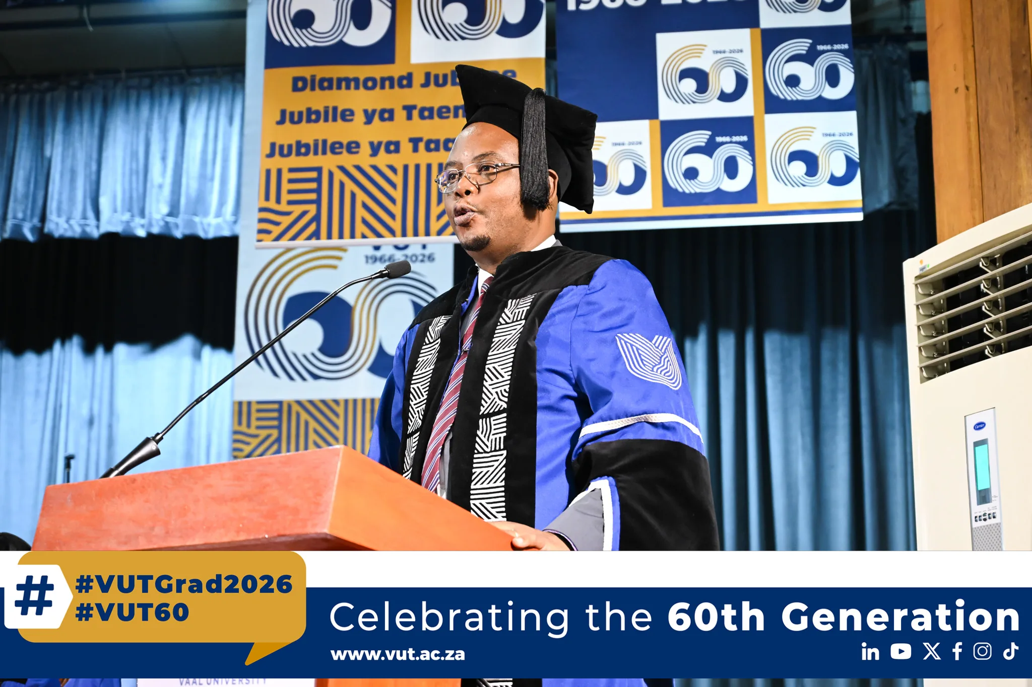 Professor Mabutho Sibanda – Vaal University of Technology Professor Mabutho Sibanda inspires VUT’s 60th generation of graduates with a powerful call for innovation, leadership, and economic transformation during the 2026 graduation ceremony