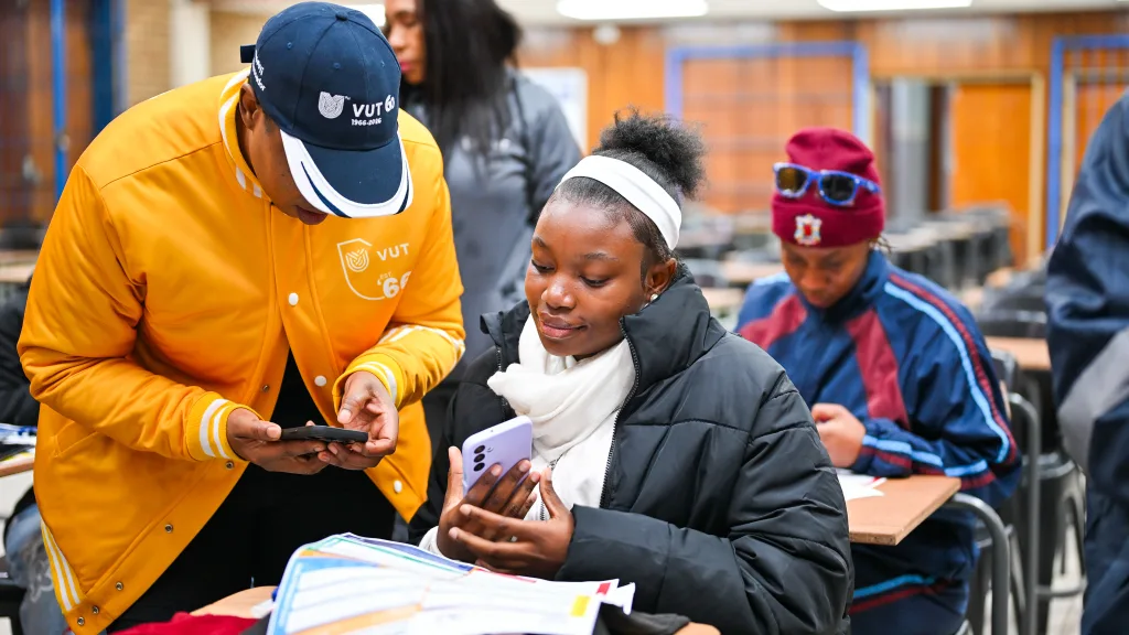 Recruitment Registration Office at Suncrest High School-12 – Vaal University of Technology VUT's Student Recruitment and Registration Office visited Suncrest High School to assist Grade 12 learners with 2027 applications
