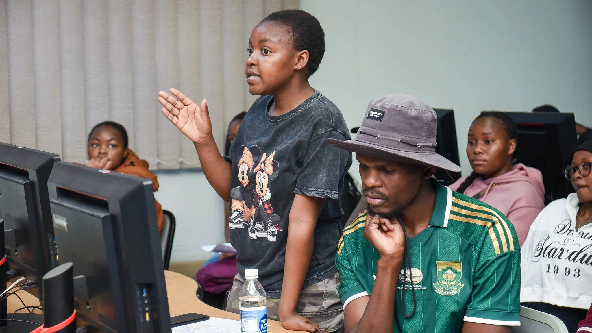 A VUT student engages in the discussion during the Library’s Copyright Awareness Campaign, which encouraged the University community to protect intellectual property and use information responsibly.