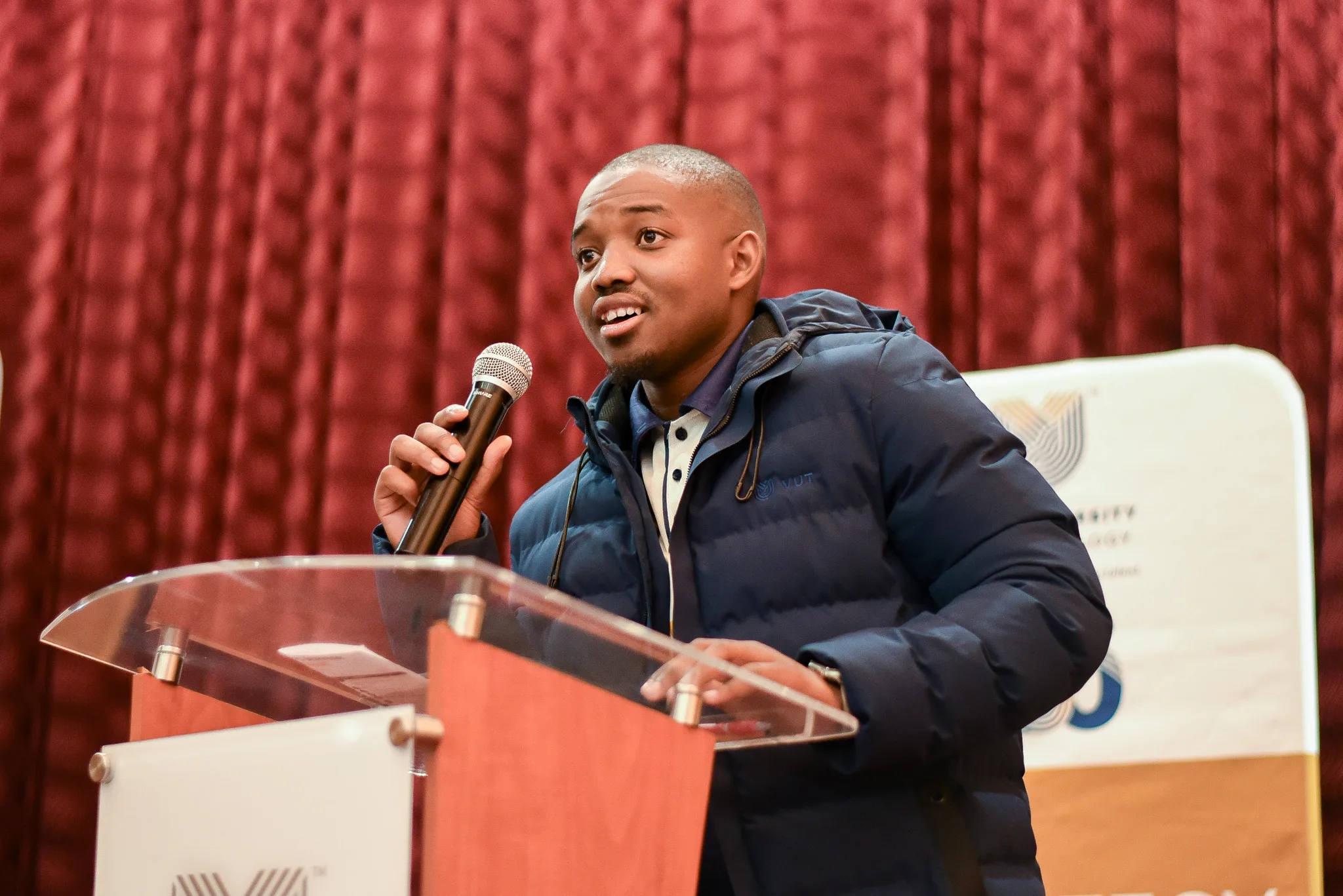 SRC Academic Officer Carcidio Khoza – Vaal University of Technology – Vaal University of Technology SRC Academic Officer, Carcidio Khoza, delivering a well-prepared speech to students during the Academic Seminar.