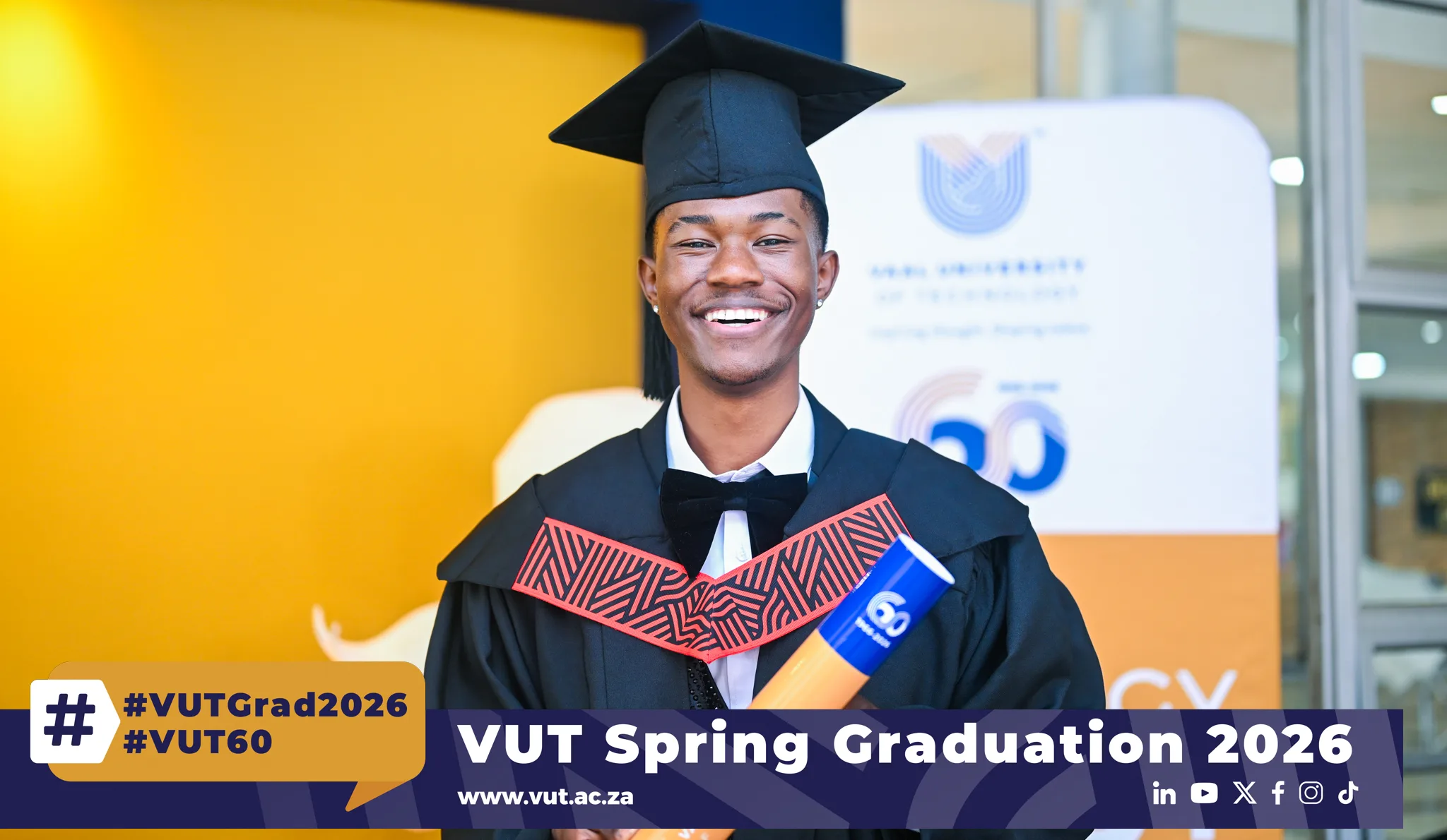 Mr Lesedi Kaira goes from singing at VUT graduations to becoming a graduate himself, proudly earning his Diploma in Public Relations Management. 
