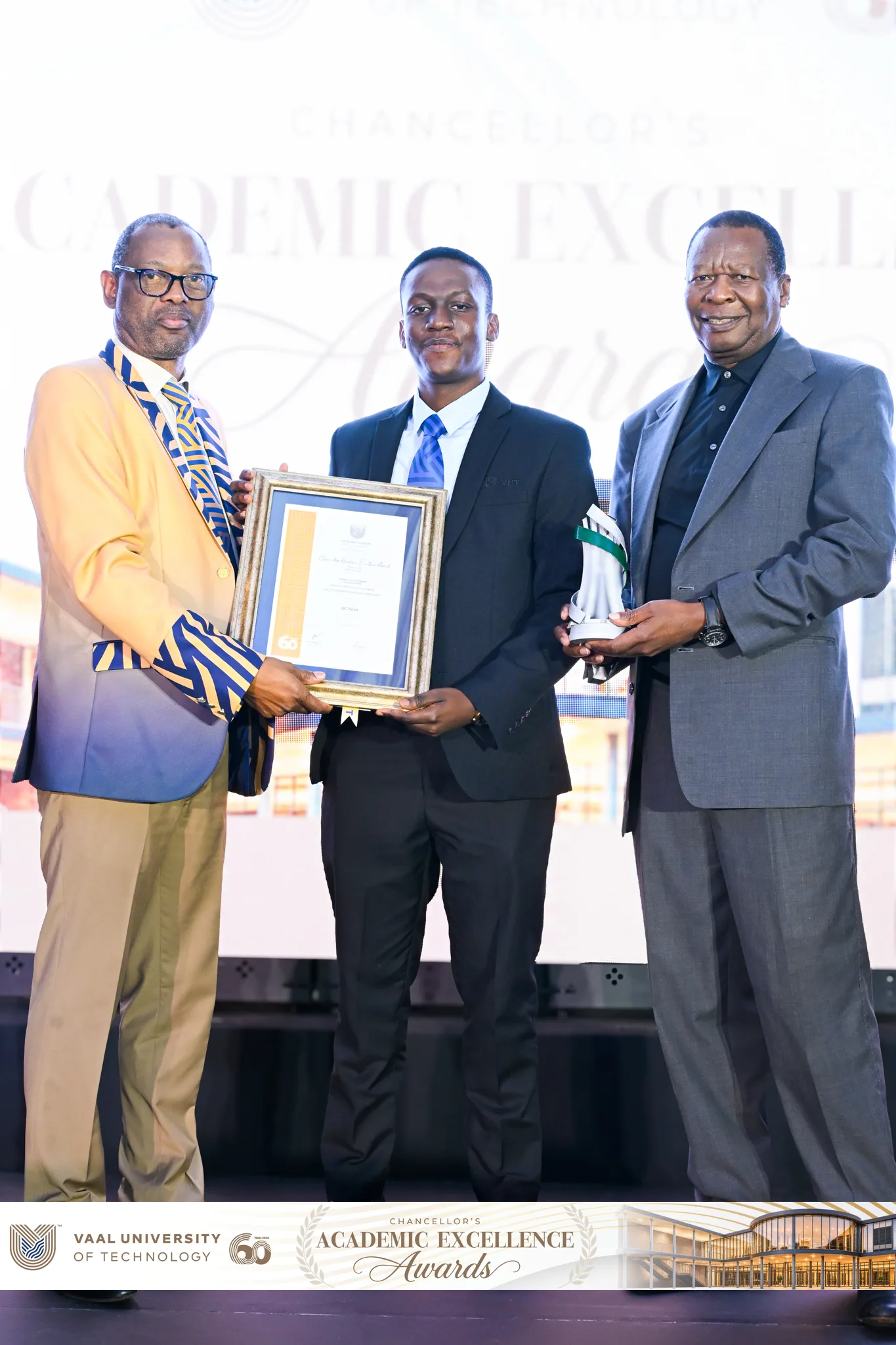 Mr Omolemo Tsitsi celebrates academic excellence after graduating with a Diploma in Mechanical Engineering and earning recognition as a top-performing student at VUT.