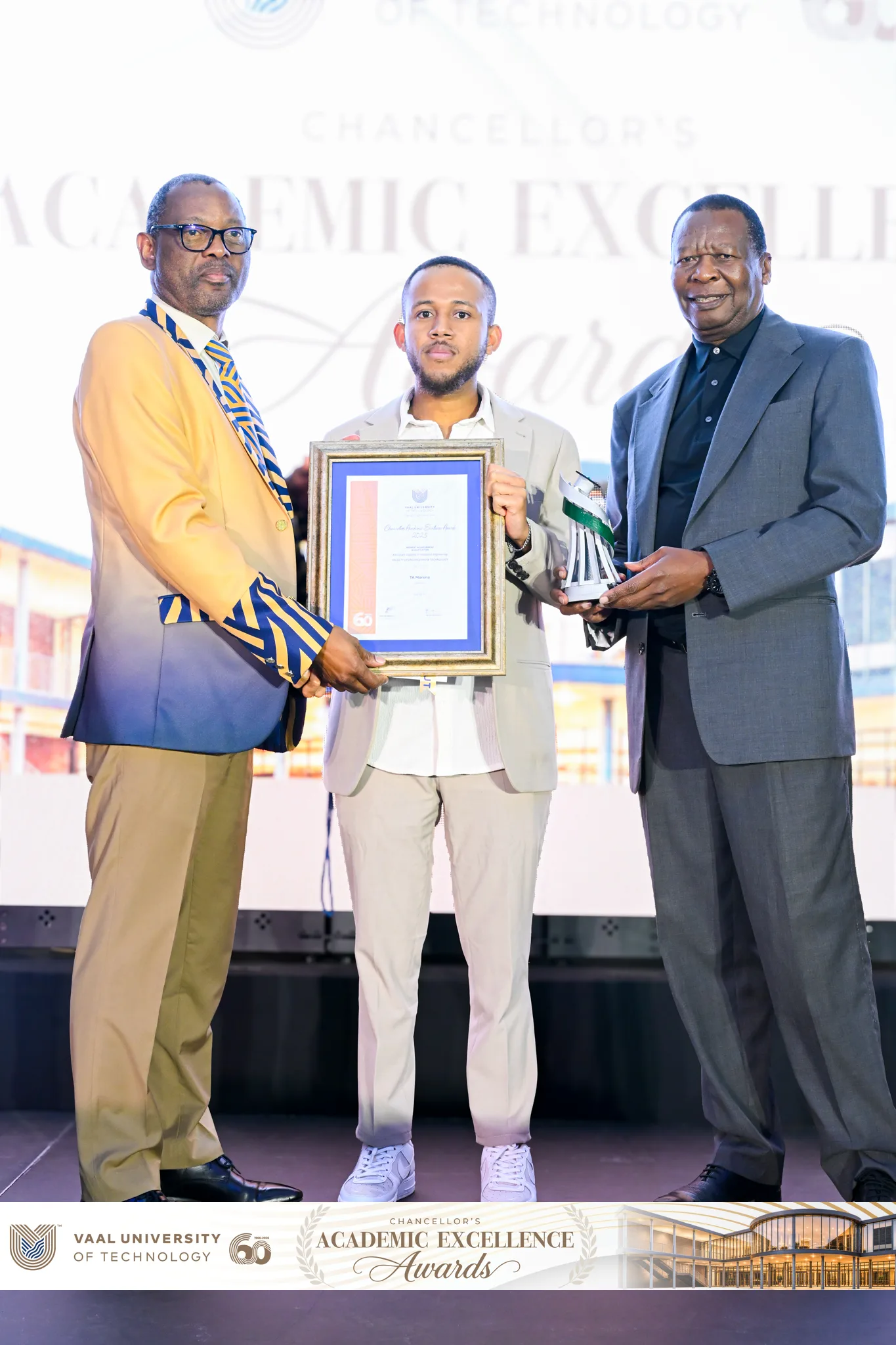 Mr Thapelo Adolph Morena celebrates recognition among VUT’s top-performing students after earning an Advanced Diploma in Industrial Engineering.