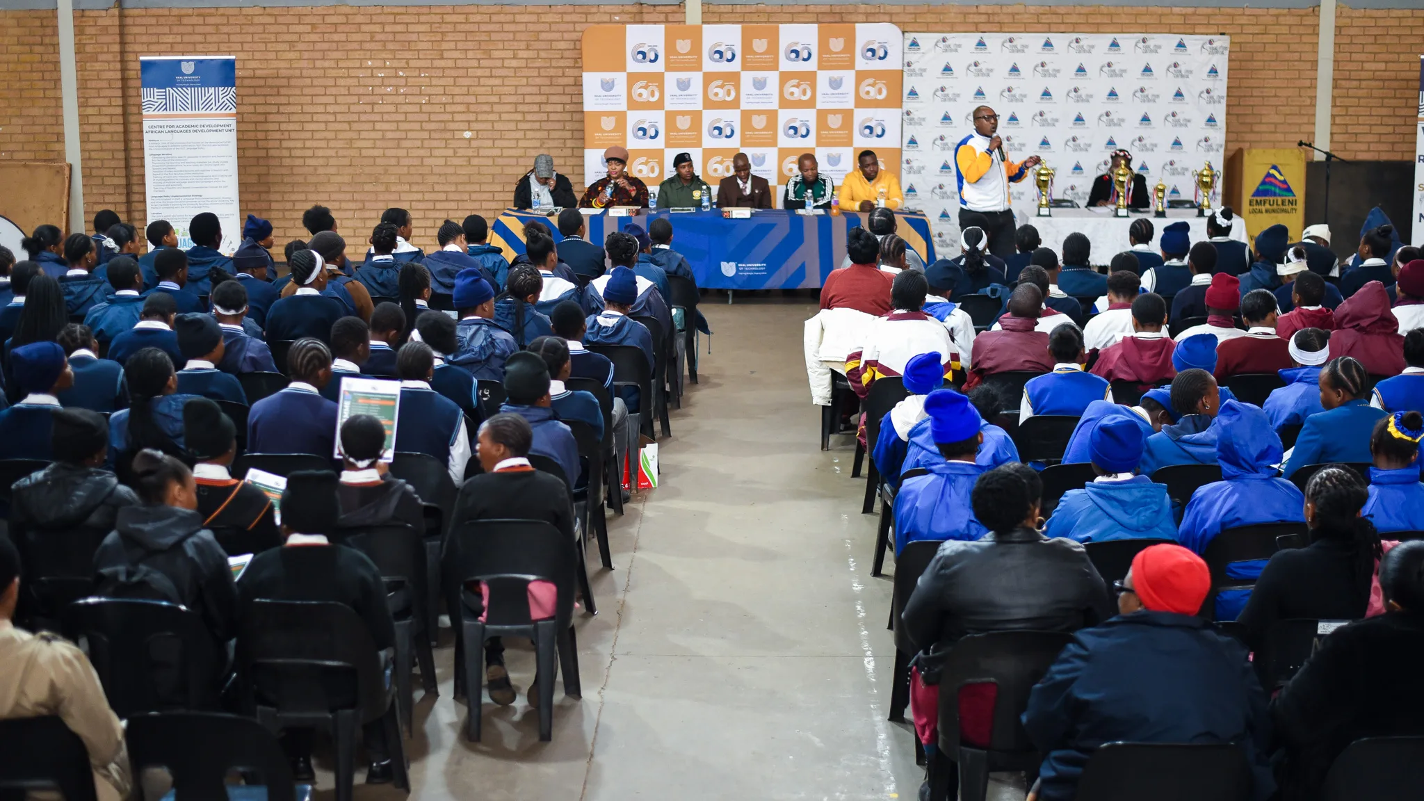 Learners from various schools fill the venue during the VUT indigenous language competition, celebrating language, culture and academic expression.