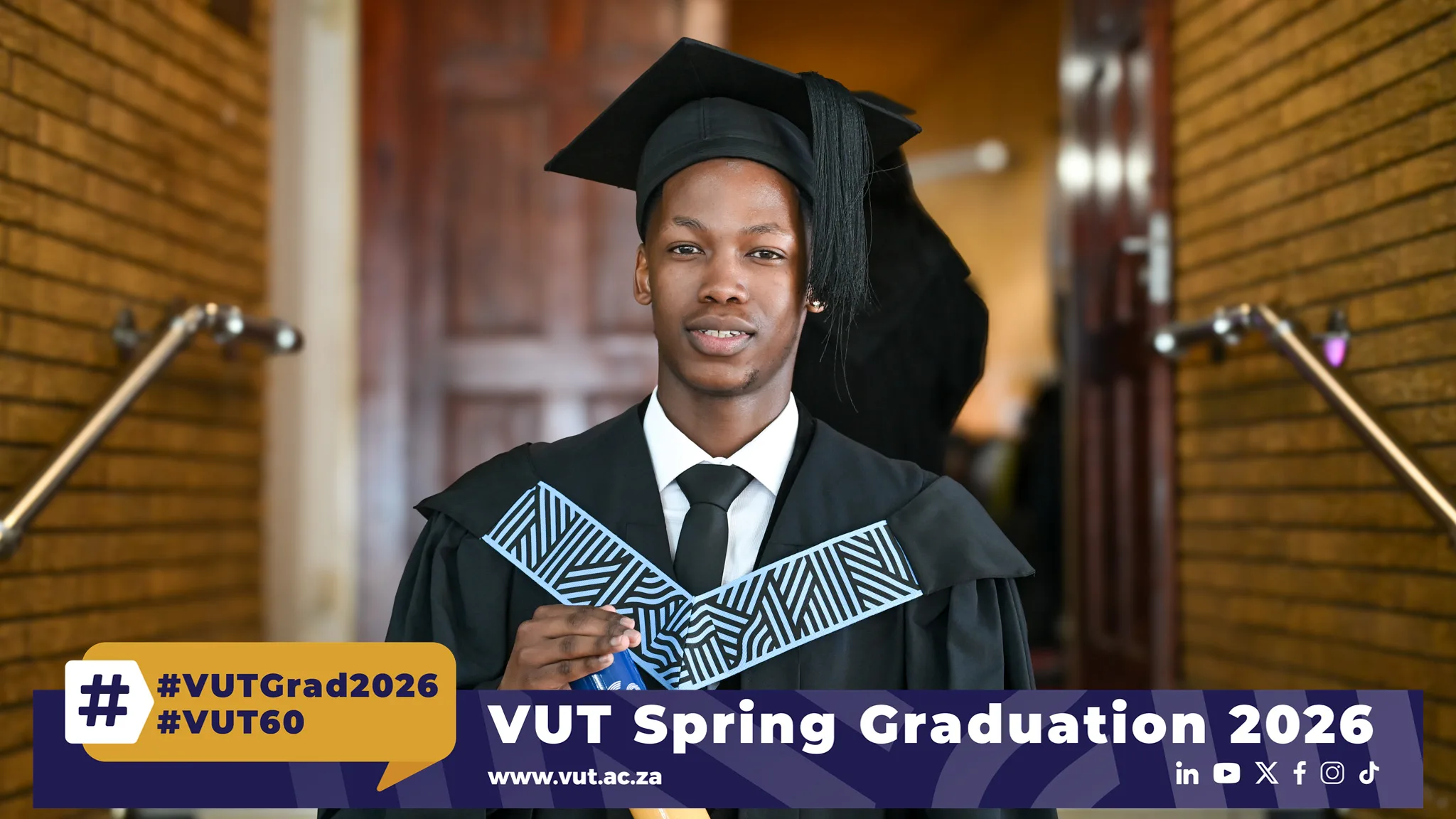 VUT soccer player Mr Oratilwe Mosa Rafube celebrates earning his Diploma in Internal Auditing, demonstrating how discipline, focus and determination can drive success both in the classroom and on the field.
