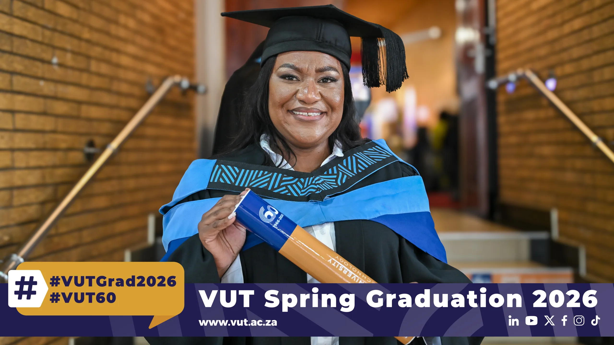 VUT employee Mrs Lebohang Monne celebrates earning her Advanced Diploma in Management, marking a journey of perseverance, resilience and determination.